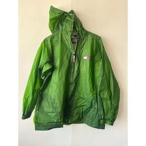 Tommy Hilfiger Jacket Mens Medium Hooded Windbreaker Raincoat Nylon‎ Zip
